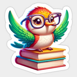 Hummingbird And Books Sticker